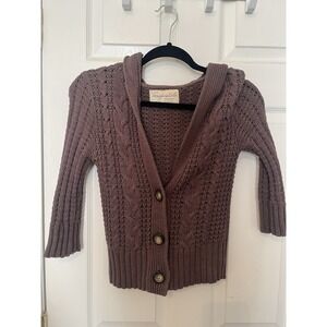 Vintage Aeropostale Cable Knit Cardigan Sweater Brown Small Boho Indie Y2K 2000s